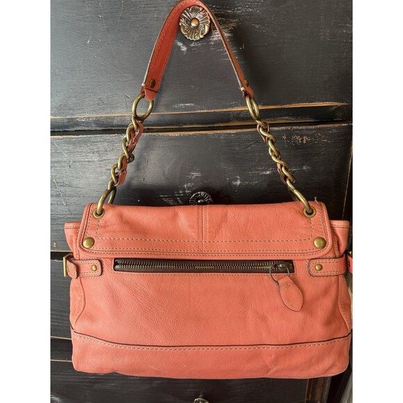 Coach 11128  Leigh Legacy Ltd Ed Pink Leather Handbag Brass Turnlock Striped - Picture 7 of 14